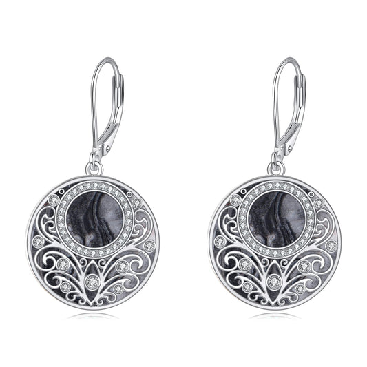 Sterling Silver Nature Stone Filigree Leverback Dangle Earrings Jewelry Gifts For Women