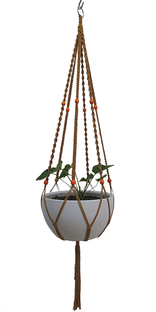 Plant Hanger Macrame Cotton 6 Legs 51 Inches for Indoor Outdoor, Living Room, Kitchen, Deck, Patio, High and Low Ceiling with Size of 10-12 inches Without The Pot (Brown)