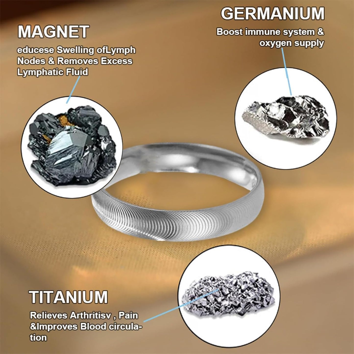DIOWUS Lymphatic Magtherapy Cats Eye Ring For Men Women, Lymph Detox Drainage Titanium Ion Therapy Rings Finger Jewelry Gift (Silver 10)