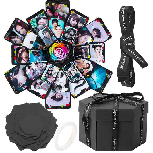 QOOSIKICC Explosion Gift Set, DIY Photo Album Surprise Exploding Love Box, Creative Popup Gift Exploding Box for Couples, Mother's Day, Wedding, Anniversary, Birthday Party