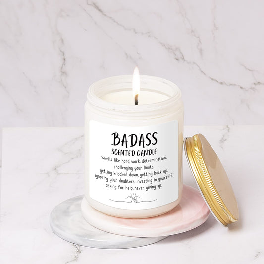 Sinsufur Congratulations Gifts for Women, Inspirationalfor Friends Coworkers, Birthday Christmas for Women - Boss Lady, New Job, Promotion Gift, 7oz Badass Scented Candle