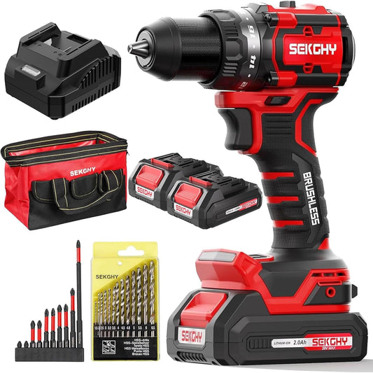 20V Cordless Drill Driver Kit with 2 Batteries - 70Nm High Torque Power Tool, 26-Piece Accessory Set & Fast Charger, LED Work Light for Wood, Metal and Masonry Drilling