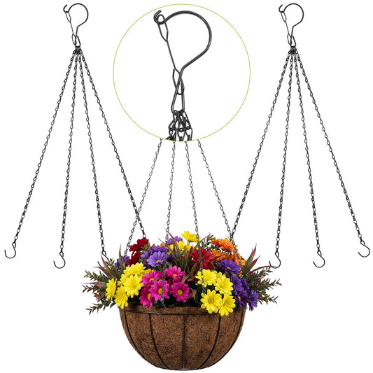 Otoolling 3 Pack 23 Inch Hanging Baskets Chains with Windproof Hooks, Hanging Plant Chains 4 Point Metal Flower Pot Replacement Chain Hangers for Planters Lanterns Bird Feeders
