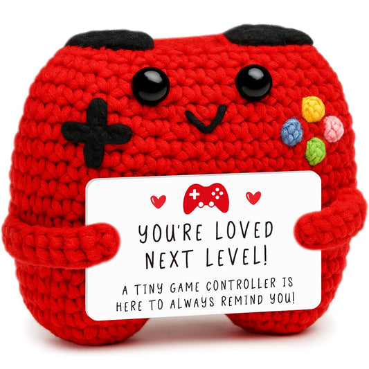 Handmade Crochet Game Controller Gifts, Gift for Husband Wife Anniversary, Birthday Gifts for Him Her, Fun Romantic Gift for Boyfriend or Girlfriend, Gaming Room Desk Décor