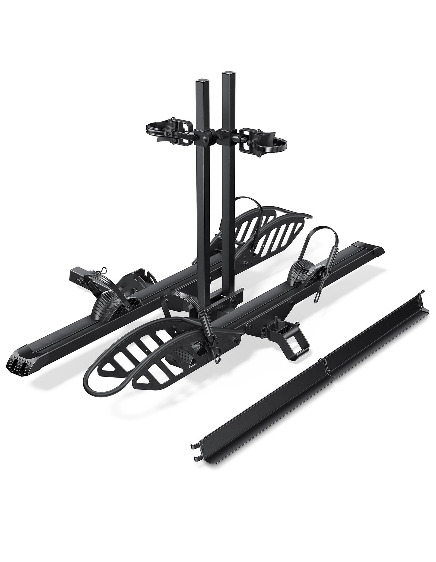 Young Electric E-Bike Rack with Ramp, Hitch 2 Bike Rack, 200 lbs Capacity Electric Bike Carrier, Foldable Platform Mount for Cars, Trucks, SUVs, Minivans, Up to 5-Inch Fat Tire for 2'' Receiver