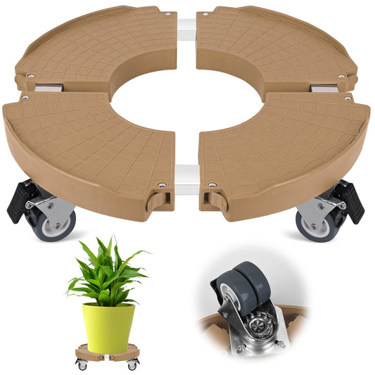 ToLanbbt Plant Caddy Stand with 360° Wheels Adjustable 15-22 Inch Rolling Stand Heavy Duty Large Plant Cart Dolly with Casters 440lbs Capacity for Large Planter, Garden Pot, Flower Pot, Khaki, 1 Pack