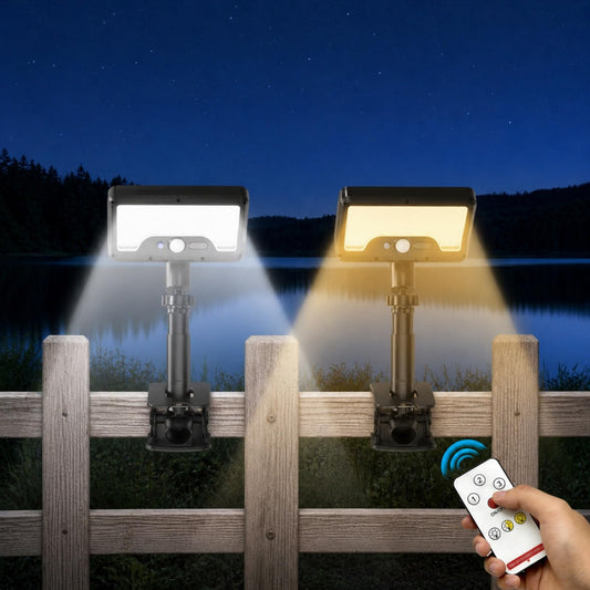 Clip On Solar Lights Outdoor with Motion Sensor, 3 Modes Solar Fence Lights with 3CCT, Adjustable, USB Solar Powered, IP65 Waterproof Motion Sensor Outdoor Lights for Yard Deck Gutter(2 Pack,Black)