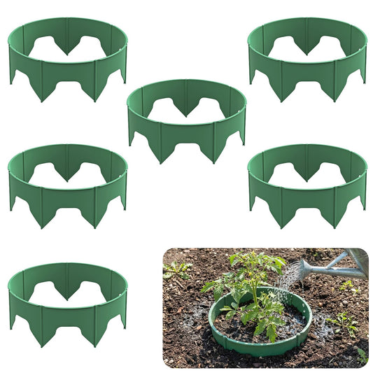 6 Set 13.5 inch Planting Grow Ring, 42Pcs DIY Plant Growing Rings, Adjustable Round Tree Rings, Planting Protective Edging for Outdoor Vegetables, Herbs, Flowers