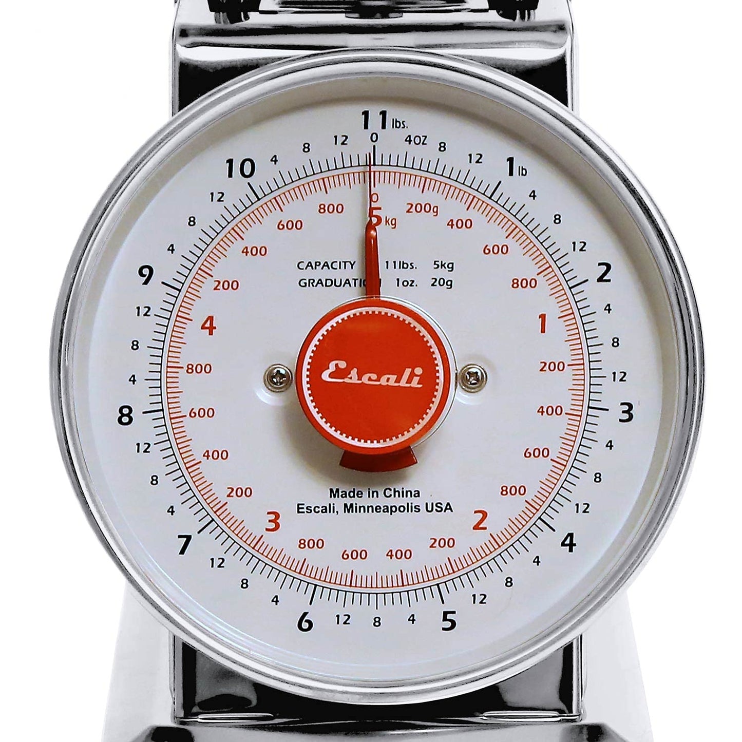 San Jamar Escali Promzr Mechanical Dial Scale with Bowl for Kitchens and Restaurants, Metal, 2 Pounds, Silver