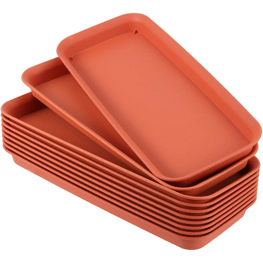 ZEONHAK 10 Pack 15.5 x 6.7 Inches Rectangular Plastic Plant Saucer Drip Trays, Strong Plastic Plant Pot Saucers, Durable Plant Tray for Indoor and Outdoor Various Plants