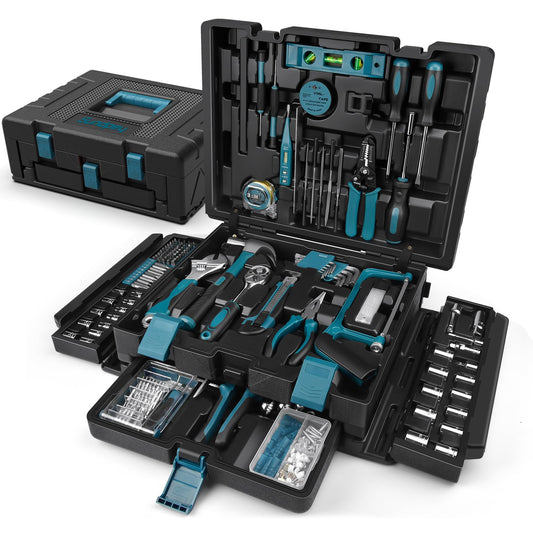 Sundpey 379-PCs Home Tool Kit - Portable Complete Household and Auto Repair Tool Set - Hand General Basic Tool Box Storage Case with Drawer - Full Basic Toolkit for Handyman & Diyer & Homeowner