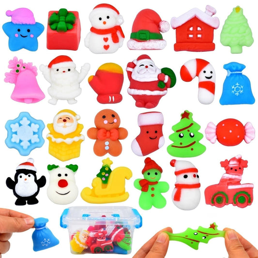 Cenmeytoy 24pcs Christmas Mochi Squishy Toys Christmas Stocking Stuffers, Squishies Stress Relief Toys for Kids Girls Boys Bulk Christmas Classroom Gifts Party Favors