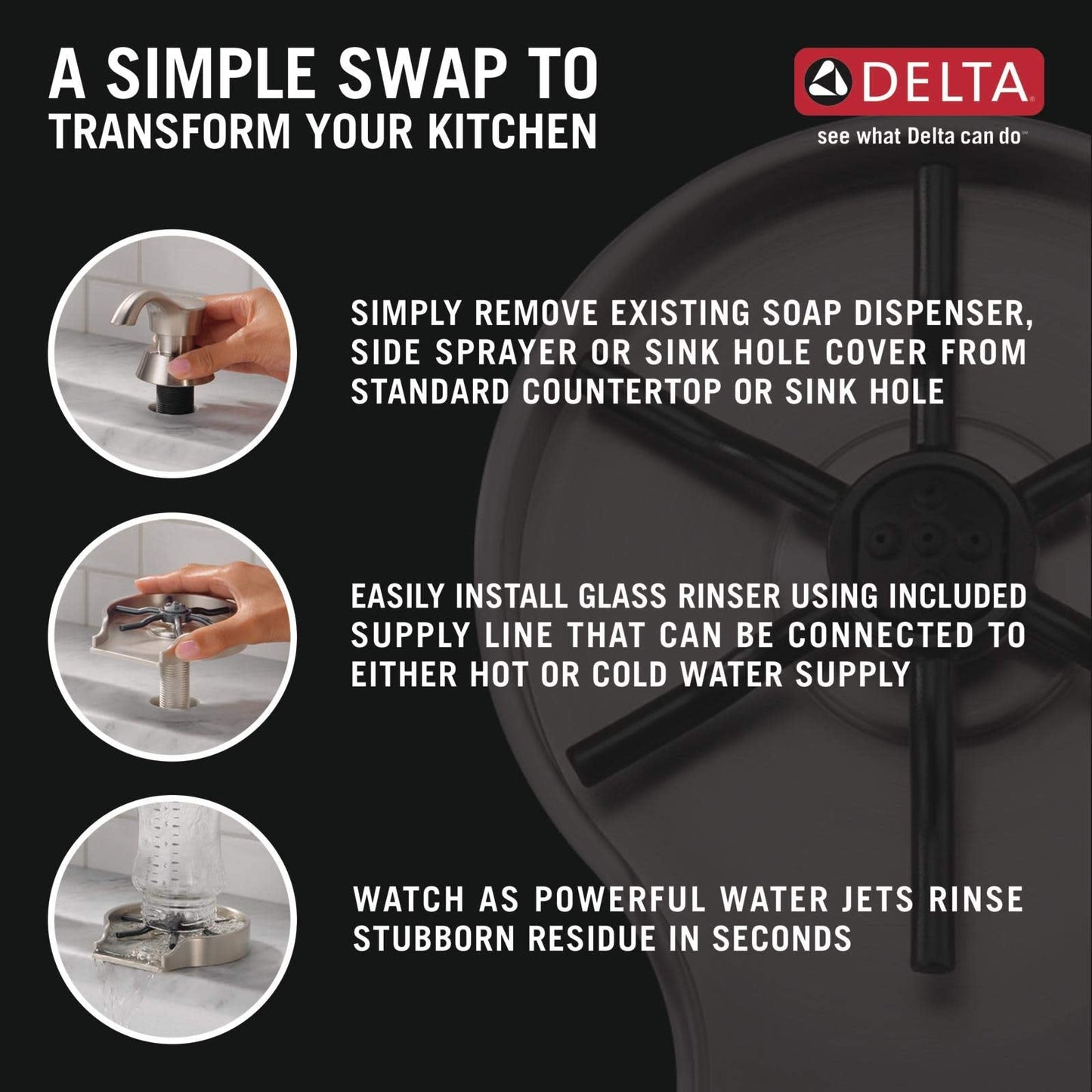 Delta Faucet Glass Rinser for Kitchen Sinks, Kitchen Sink Accessories, Bar Glass Rinser, SpotShield Stainless GR150-SP