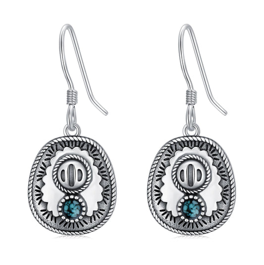 KoyeKei Cowboy Hat Earrings for Women 925 Sterling Silver Cowgirl Hat Turquoise Dangle Drop Earrings Western Country Jewelry Gifts for Daughter Wife Girlfriend