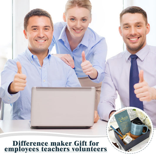 Vesici 4 Pcs Difference Maker Gift for Women Men Difference Maker Mug Notebook Candle Motivational Pen Employee Appreciation Gift for Teacher Volunteer Nurse Coworker Secretary(Dark Blue,Word)