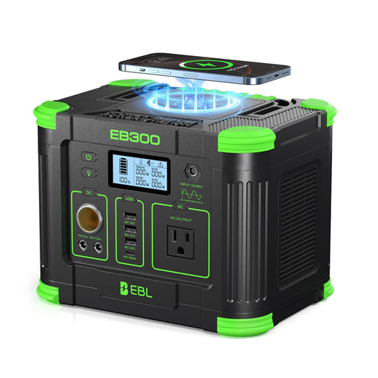 EBL Portable Power Station 300W 288.6Wh Solar Generator with 330W AC Outlet, SOS LED Light, Wireless/DC/USB-C Charging Backup Battery for Camping, Outdoor, Home Blackout, RV Travel