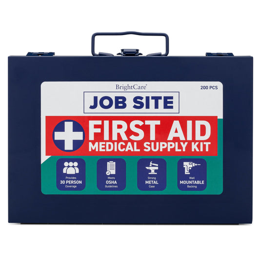 Metal Case First Aid Kit for Job Site & Contractors - OSHA Compliant, Heavy Duty Case for Work Trucks, Fleet, Renovation, Industrial, and Construction- 200 Piece Wall Mount & Portable First Aid Kit