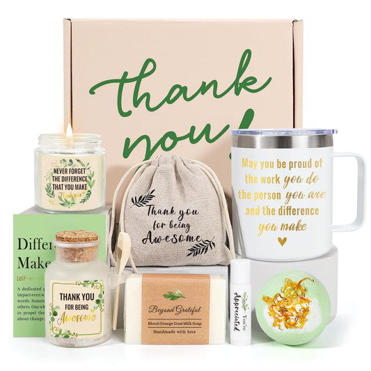 iAOVUEBY Administrative Professionals Day Gifts for Women, Employee Appreciation Gifts, 8PCS Thank You Gift Box with Spa Set, Difference Maker Gift for Coworker, Teacher, Boss, Secretary, Nurse