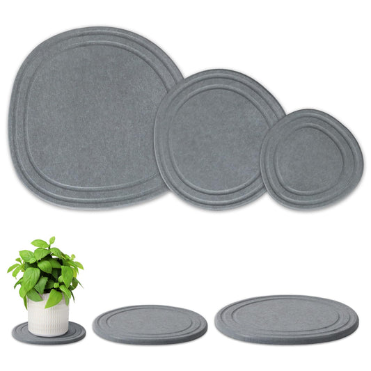 Plant Saucers for Indoors, 3 Pack 6 8 10 Inch Quick Drying Diatomite Plant Drip Water Catcher Trays for Pots, Diatomaceous Earth Planter Drainage Saucers Plates to Catch Water for Flower, Stone Gray