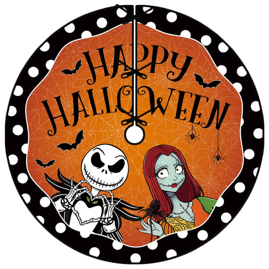 Halloween Tree Skirt 48 Inch Pumpkin Ghost Spooky Skeleton Tree Collar Halloween Decorations for Home Party