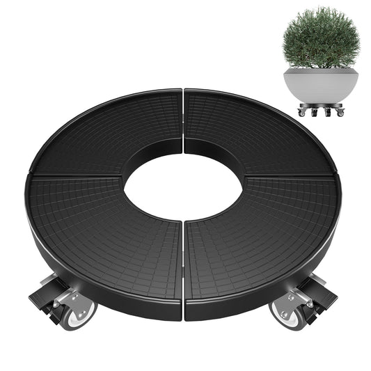 KAXIWEI Adjustable Plant Caddy with Wheels, Heavy Duty Rolling Plant Stand 15–22 Inch, Supports up to 440 lbs, Lockable 360° Casters, Stable Plant Dolly for Indoor Outdoor Large Pots, Black