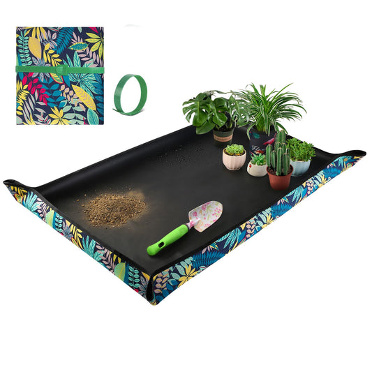 Extra Large Repotting Mat for Indoor Plant Transplanting and Mess Control 43.5"x 29.5" Thick Waterproof Potting Mat Succulent Gardening Mat Portable Foldable Potting Tray Unique Gifts for Plant Lovers