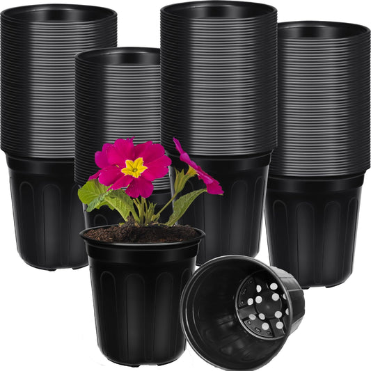 BeapTcely 50 Pcs 1 Gallon Nursery Pots, Flexible Plant Seedling Pots Transplanting Soft Plastic Planters with Drainage Holes for Planting Garden Flower Plant Container Cups Planter (50, 1 Gallon)