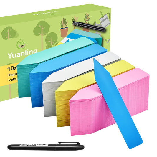 Plant Labels 1000 Pcs Yuanling for Seeding Plastic Waterproof Plant Name Tags Garden Labels Marker Garden Pots Stakes for Outdoor Potted Plants Belt Permanent Marking Pen(5 Colors)