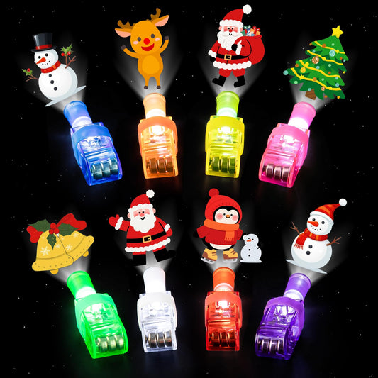PCTCSHQ 80Pcs Christmas Party Favors, Finger Lights Christmas Stocking Stuffers for Kids Light Up Toys Bulk for Classroom Prizes Goodie Bags Stuffers Xmas Party Supplies