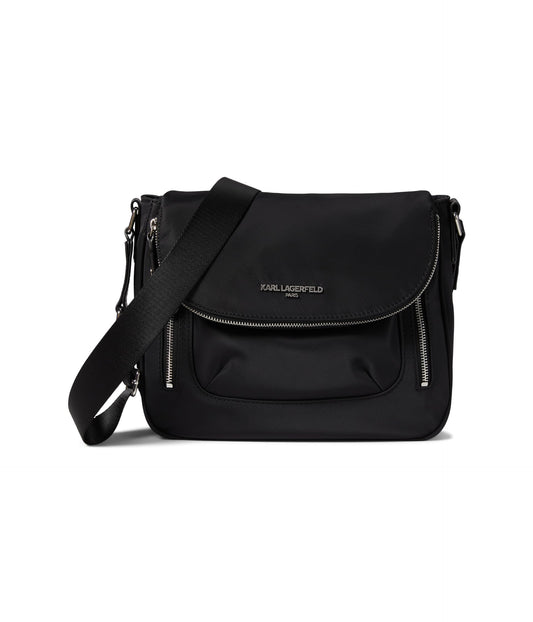 KARL LAGERFELD Paris Women's Handbags Messenger,Black/Silver,1SZ