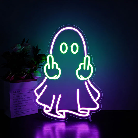 Neon Sign - HSJNJKFU Neon Signs for Wall Decor Purple Led Sign for Halloween Party Decor Gift - Purple Green Led Light Sign USB Powered