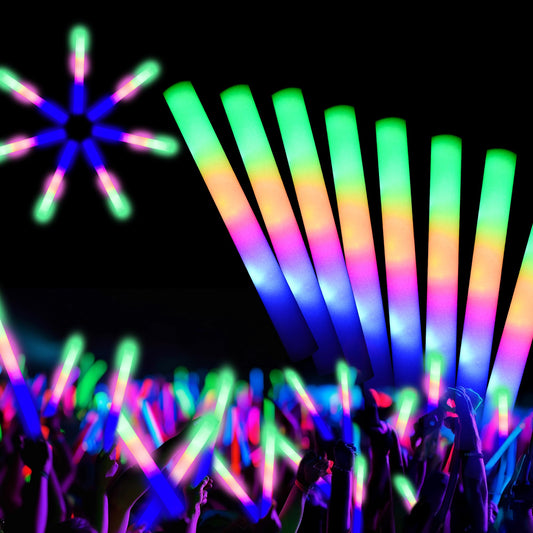 SVYIQ 12 PCS Foam Glow Sticks Bulk With 3 Modes Colorful Flashing,Foam Light up Sticks,Glow Sticks for Wedding,Glow in Dark Party Supplies for Wedding,Halloween, 4th of July,Raves,Concert,New Year1