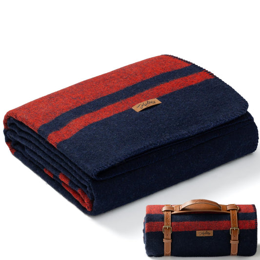 Molithe 100% Wool Blanket, 62" x 86", Warm, Thick, Washable, Military Wool Blanket, Great for Camping, Outdoors, Sporting Events, Survival Kits