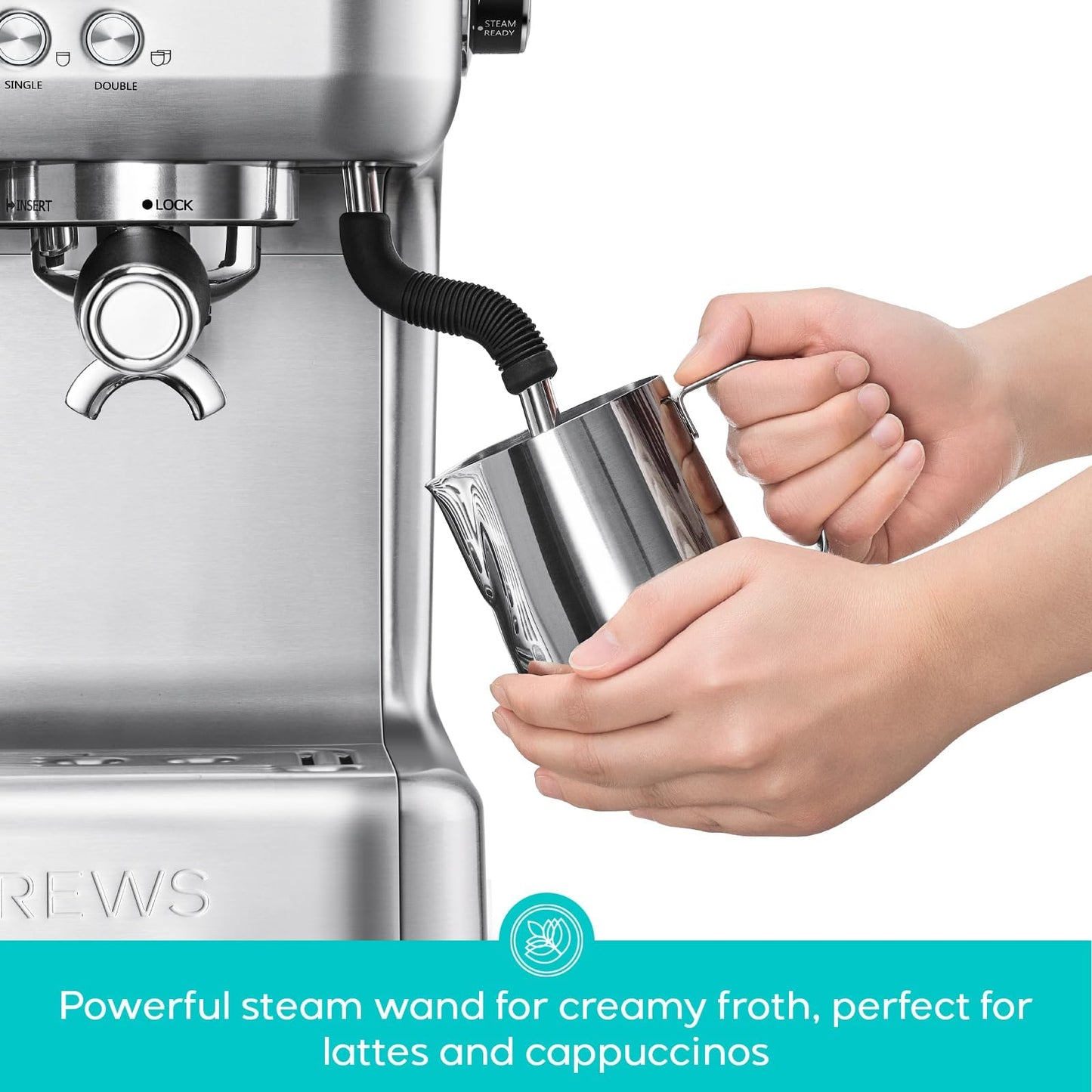 CASABREWS 5700Pro Espresso Machine with Grinder, Professional Coffee Maker with Milk Frother Steam Wand, Barista-Quality Cappuccino Latte Machine with LCD Display, Great for Coffee Enthusiasts