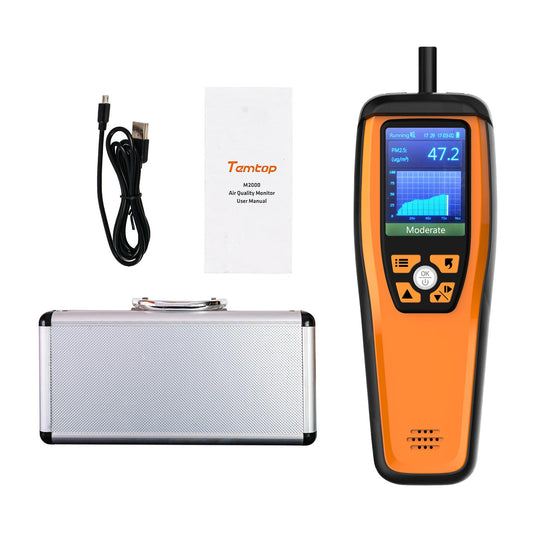 Temtop Advanced Air Quality Monitor for CO2, PM2.5, PM10, with Audio Alarm, Temp & Humidity Insights, Plus Data Export for in-Depth Analysis, M2000C 2ND