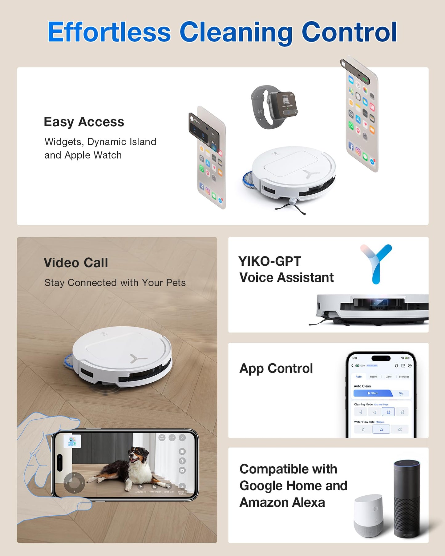 ECOVACS DEEBOT T50 PRO Omni Robot Vacuum and Mop, 3.19” Ultra-Slim, 15,000Pa Suction, ZeroTangle 2.0, TruEdge Edge Cleaning, AIVI 3D Obstacle Avoidance, Auto Mop Wash & Dry, Self-Emptying,White