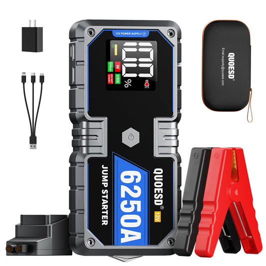 6250A Jump Starter Battery Jump Starter Battery Pack (for All Gas or 9.0+L Diesel), 2 USB Port, 12V Potable Car Jump Start with 3.2″ HD Display 48-Months Stand-by Time