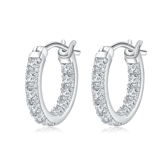 RANDES 15mm Chunky Cubic Zirconia Hoop Earrings for Women Trendy 925 Sterling Silver Small Hoops 1.5 Cttw Lab Created Diamond Earrings