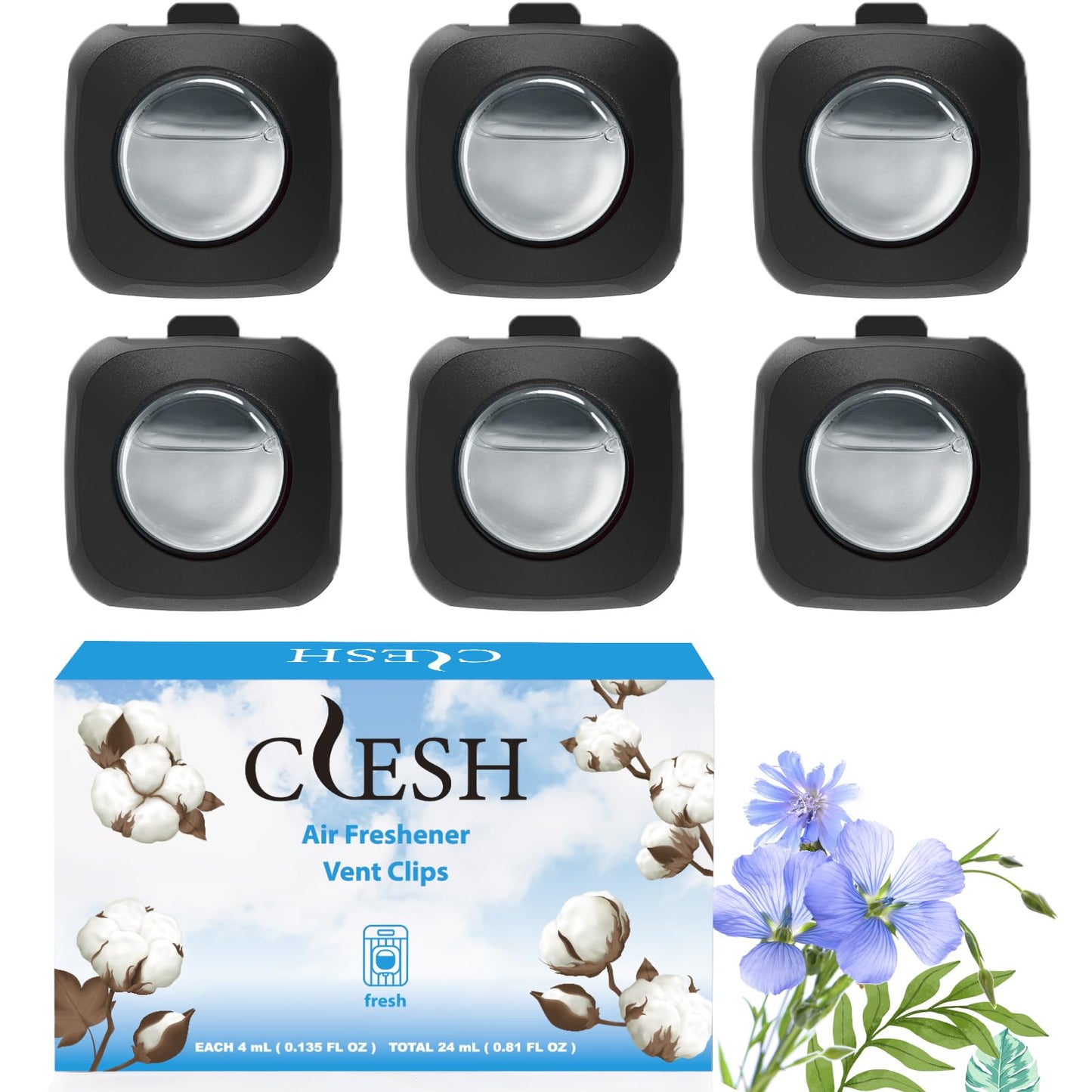 6 Pack Citrus Car Air Fresheners - Long Lasting Vent Clips for Men & Women