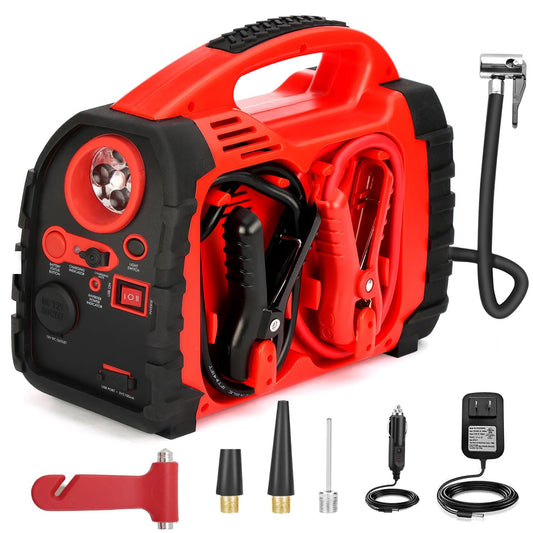 Jump Starter, acetek 1000Amp 12V Lead-Acid Battery Jump Starter with 260 PSI Air Compressor, Jump Box for Up to 5.0L Gas & 5.0L Diesel Engines, Portable Power Station with LED Light