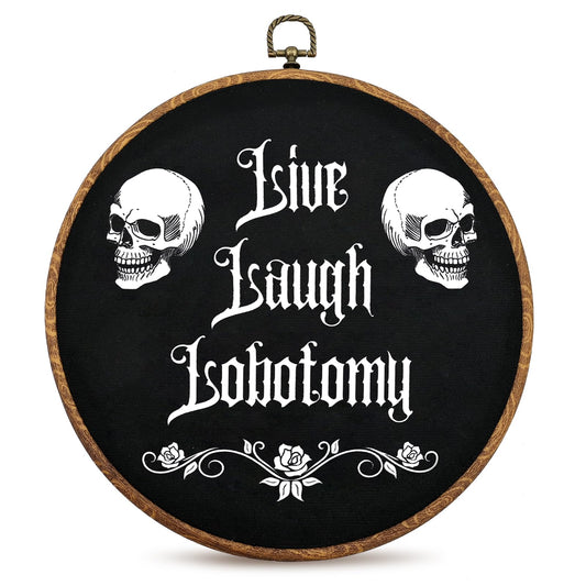 Gothic Wall Decor,Funny Humor Goth Home Decor,Live Laugh Lobotomy Sign For Gothic Decor,Dark Black Wall Art Hanging for Bedroom,Kitchen,Bathroom,Office