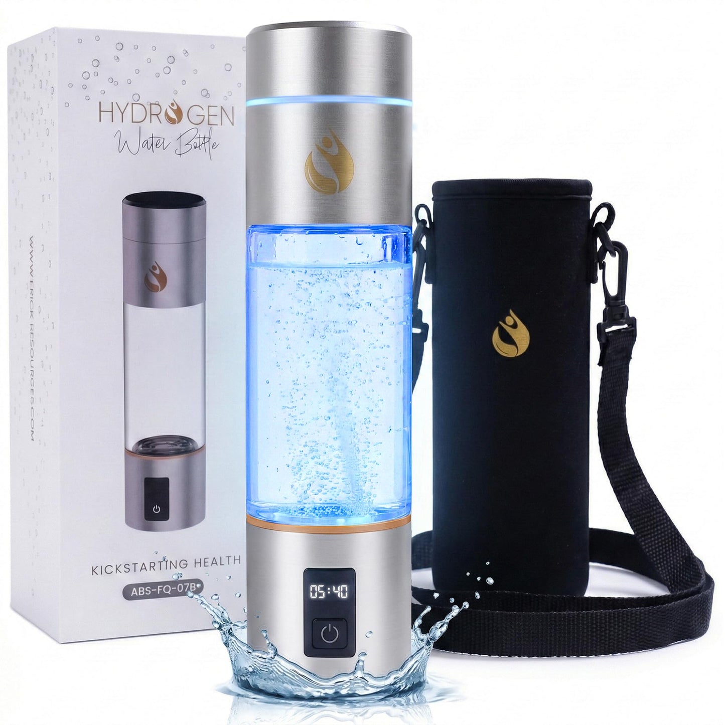 Hydrogen Water Bottle Generator, Up to 6500 PPB Molecular Hydrogen, Independently Lab Tested, SPE/PEM Technology, 12-Hour Retention, 9.5 oz Portable Bottle for Home, Gym, Travel & Office