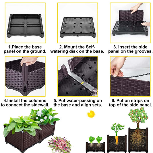 YSUEFIJO Raised Garden Bed Box Vegetable Planter, Planter Box Plastic Rectangle, Garden Bed Kit for Vegetables, Elevated Planter Box for Flower/Herb/Backyard/Patio/Balcony