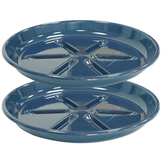 OVZILKI 2 Pack of Plant Saucer 10 inch, Large Heavy Duty Plastic Saucers Round, Plant Drip Trays for Indoors Outdoor, Plant Water Tray for Planters, Blue
