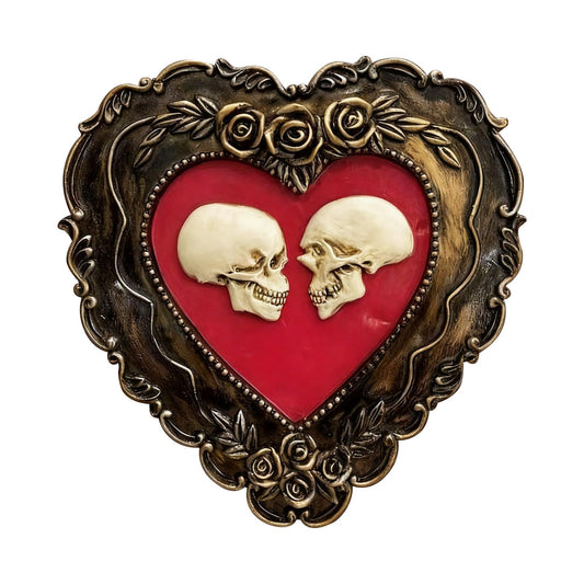 DEYNWAND Skull Heart Resin Sculpture, Unique Dark Heart Shaped Art Decoration for Friends, Colleagues, Loved Ones, Family Gothic Gifts (Skull)
