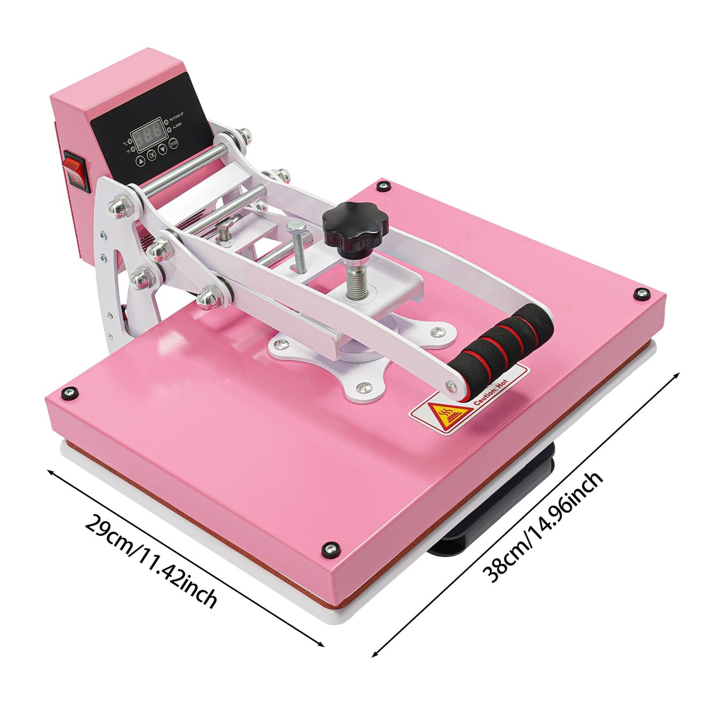 BFDIEEM Heat Press Machine for T Shirts, Digital T Shirt Pressing Machine with Soft Handle, Mini Manual Heat Presser Heavy Duty Hot Press Stamping for Clothing, Bags, Tiles, Pink 11.42 * 14.96in