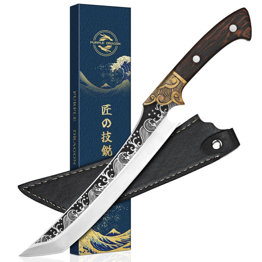 Purple Dragon Slicing Carving Knife – 8.86" Brisket Knife Razor Sharp Japanese Breaking Knives for Meat Cutting - Full Tang Design with Ergonomic Handle - Christmas Gift for Men and Women