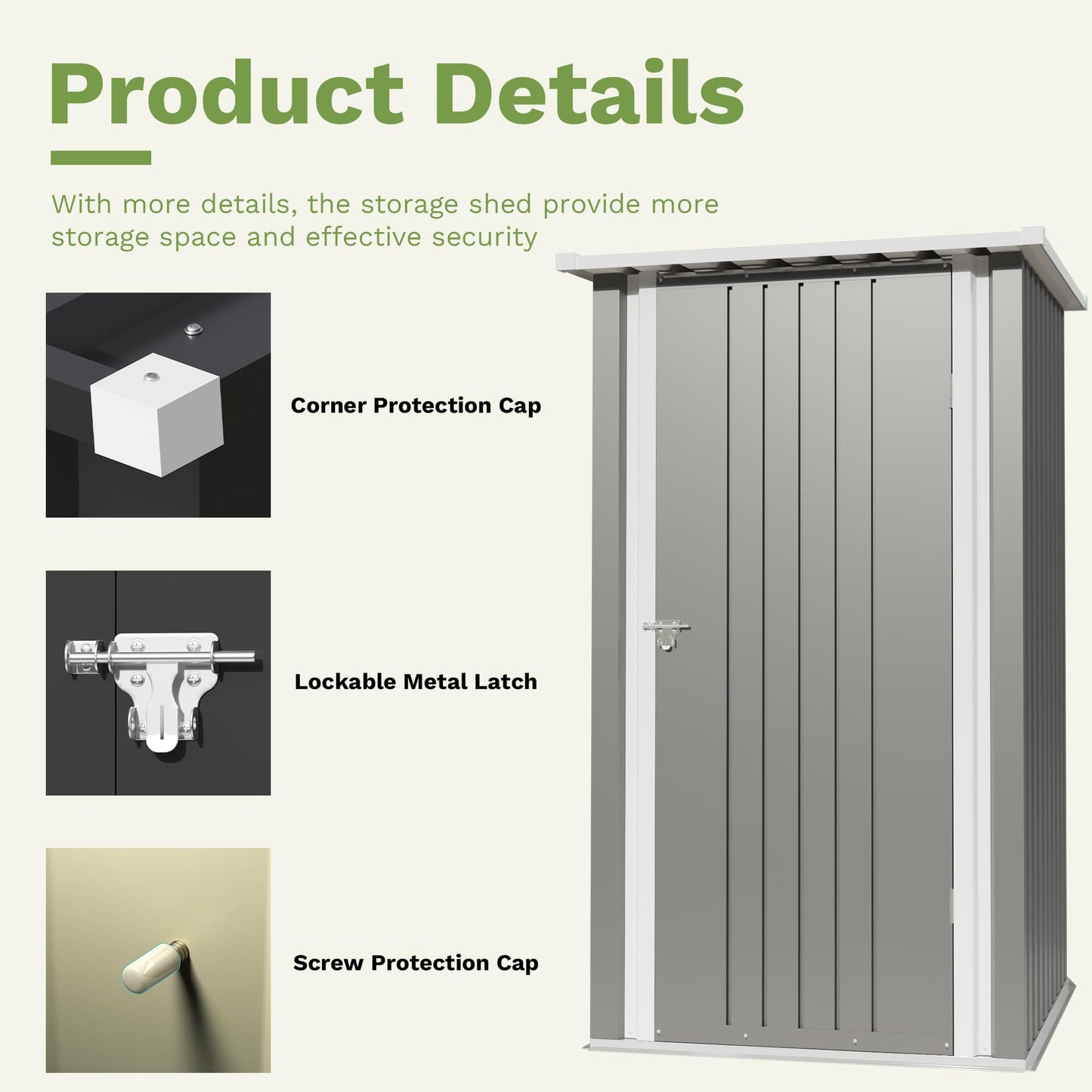 Devoko 3x3 FT Outdoor Storage Shed, Small Garden Tool Shed with Single Lockable Door, Metal Tool Storage Shed with Sloping Roof, Outside Shed for Backyard Patio Lawn, Gray