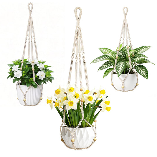 fxnx Bohemian-Style Macrame Plant Hanger Fits pots Sized from 4 to 15 inches in Diameter, Ideal for Hanging planters for Indoor Plants. Hanging Plant Holders is a Perfect Choice.(POTS NOT Included)