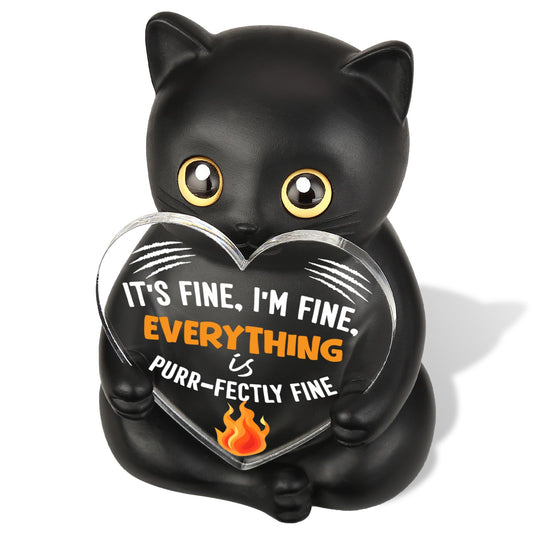 CWGOTC Funny Black Cat Figurine for Desk, Gag, Sarcastic, Work Humor Office Gifts for Cat Lover, Women, Men, Friend, Coworker, Employee, Colleague, Decor for Workplace Desk Shelf Cubicle YCA2